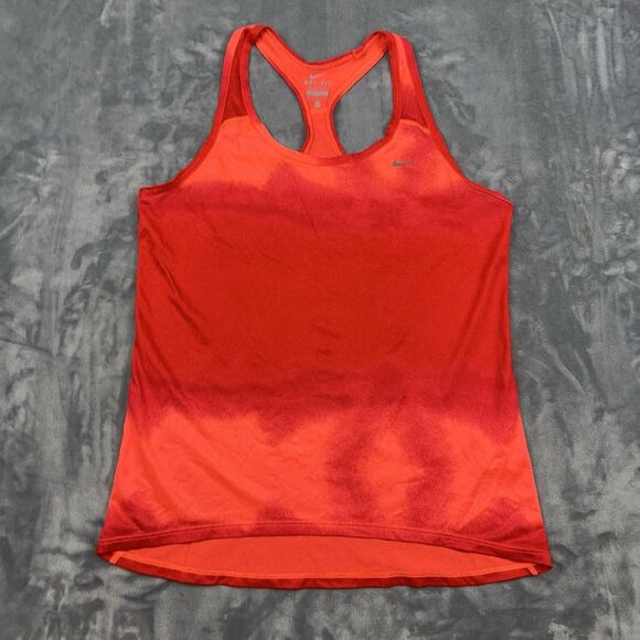 NIKE Shirt Womens Size M Orange Tank Top Dri-Fit Racerback Lightweight Running - Picture 1 of 10